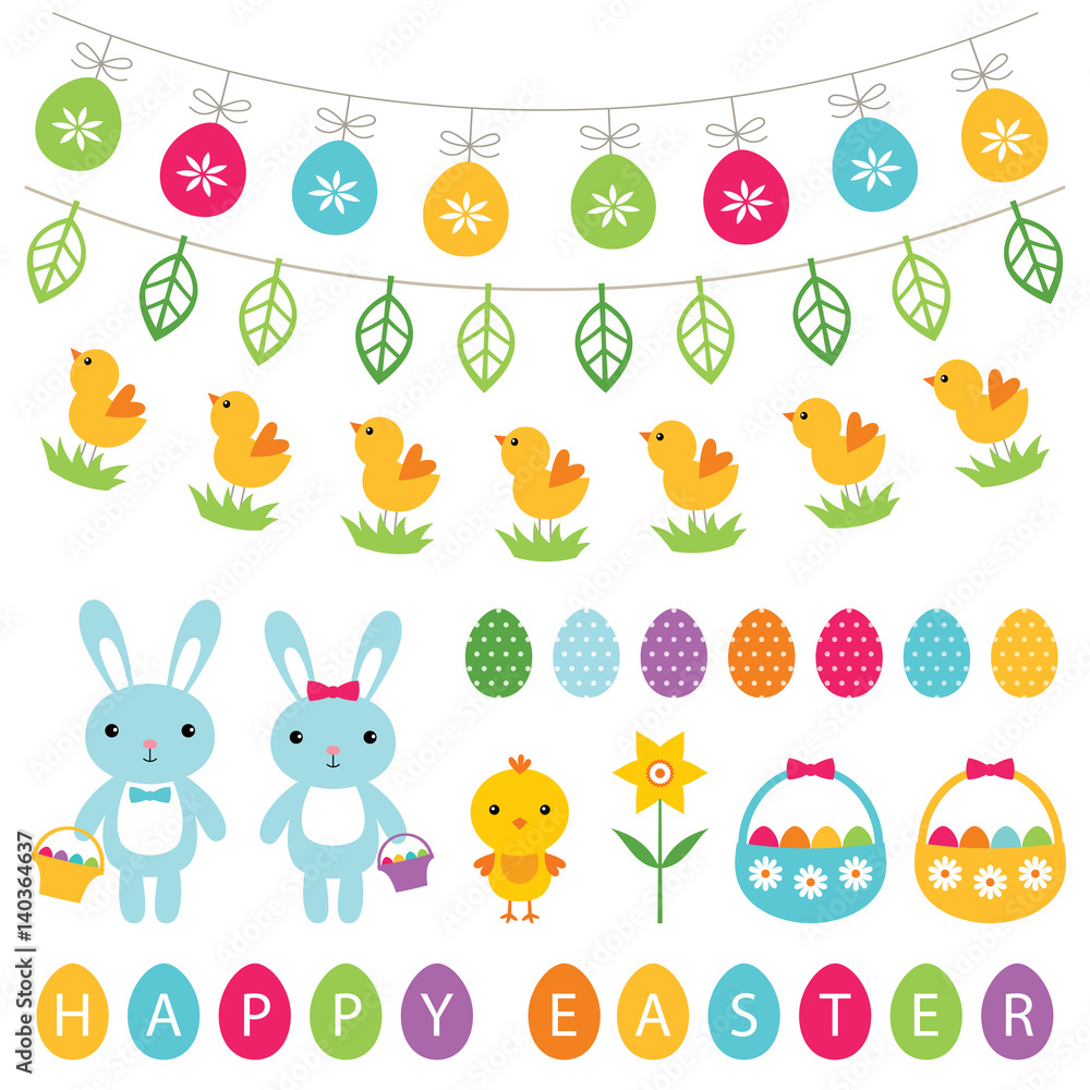 Easter and spring design elements set Easter and spring design elements set