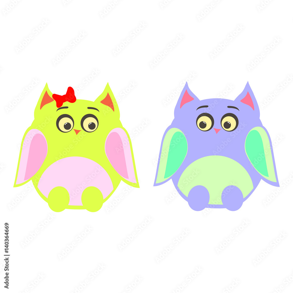 Fototapeta premium two owls male female vector