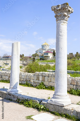two ancient greek columns