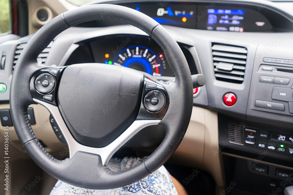 modern car leather stiring wheel with dashboard modern car leather stiring wheel with dashboard