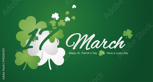 March 17 Saint Patrick's Day logo green background