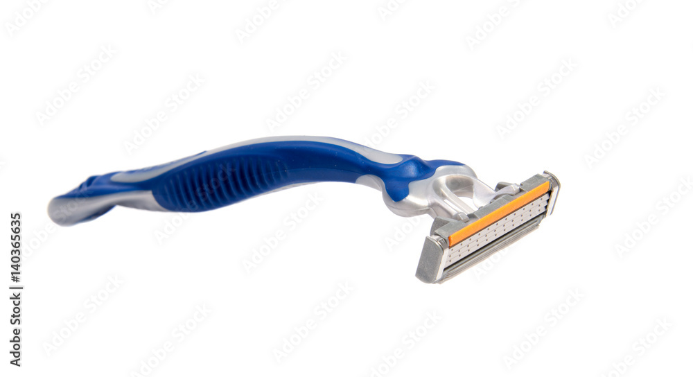 Use disposable shaving machine on white background Use disposable shaving machine on white background