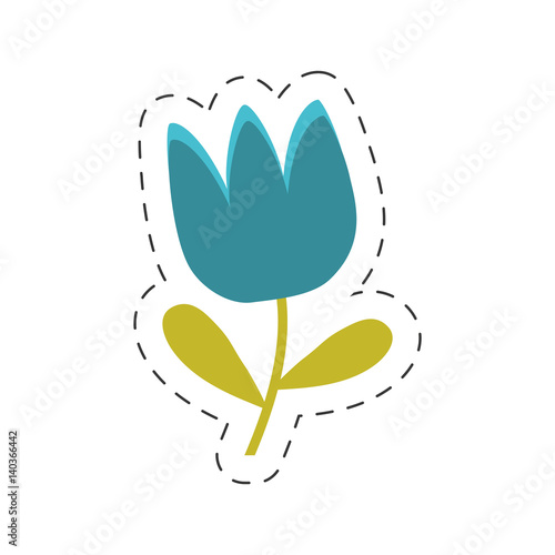 blue tulip flower spring cut line vector illustration eps 10