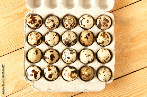 Quail eggs in a container