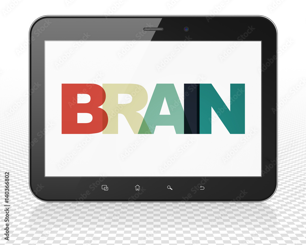 Healthcare concept: Tablet Pc Computer with Brain on display Healthcare concept: Tablet Pc Computer with Brain on display