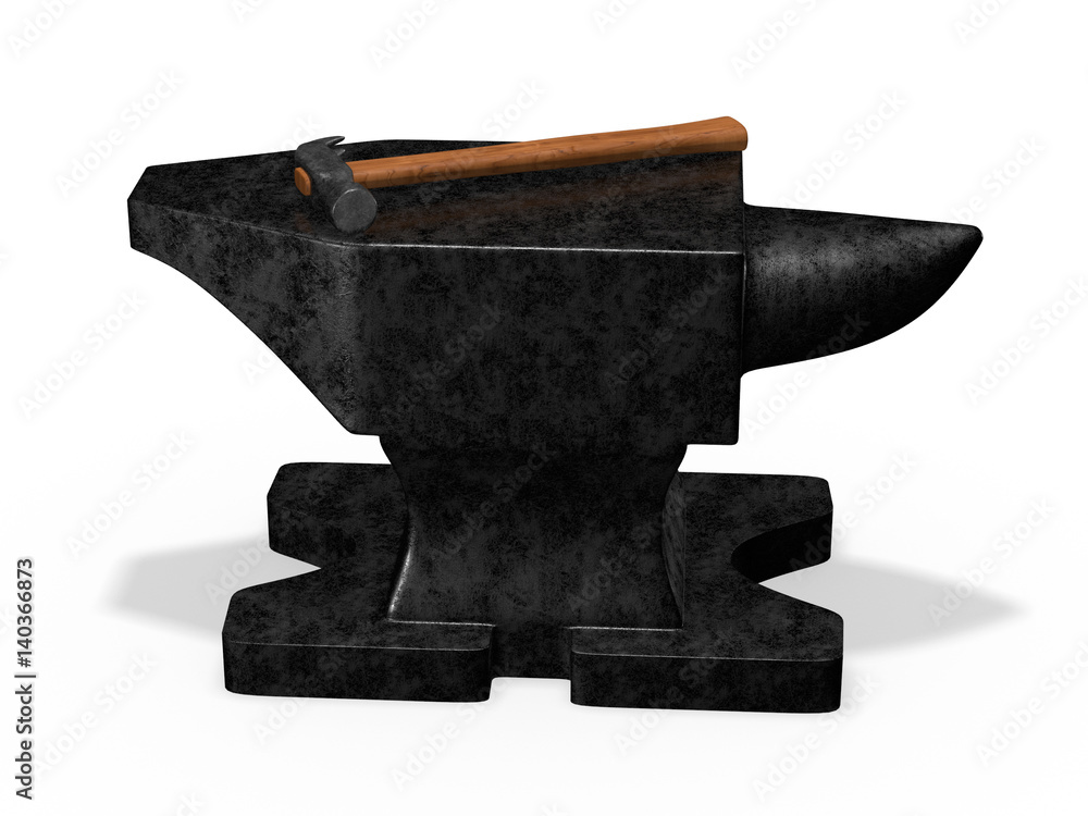 Steel anvil with hammer Steel anvil with hammer