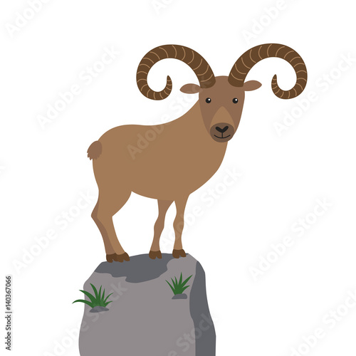 mountain goat vector illustration for children