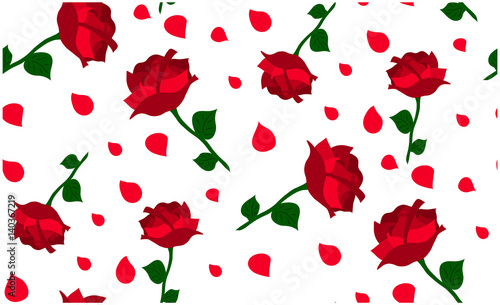 A seamless vector pattern of red roses
