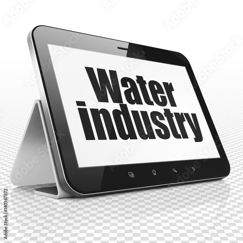 Manufacuring concept: Tablet Computer with Water Industry on display