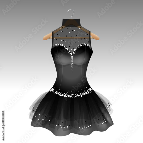 Translucent black dress on a hanger