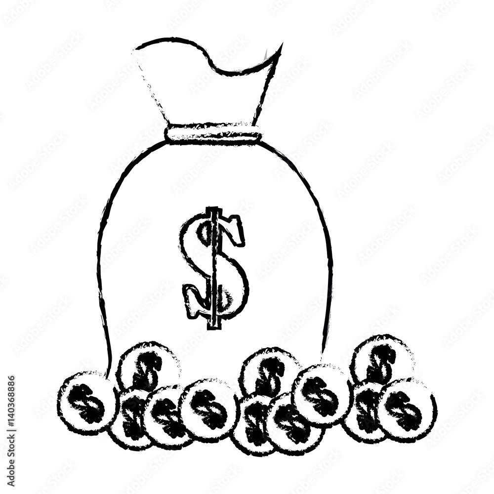 money bag with coins icon vector illustration design