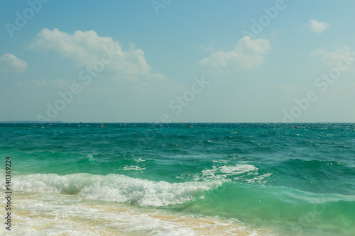 Poda island (Koh Poda) beach with waves, Krabi province, Thailand