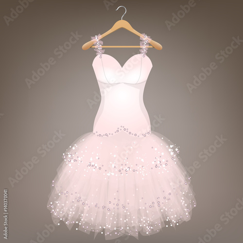 White wedding dress on a hanger