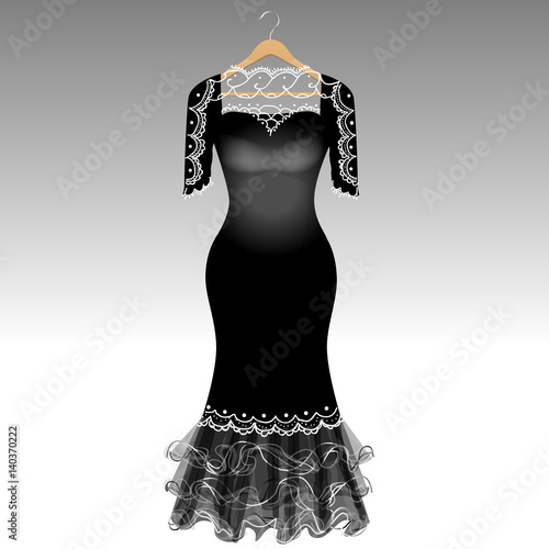 Elegant Black Dress with Lace on Hanger