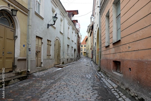 Streets in Old Town Tallinn in the winter. © muststr