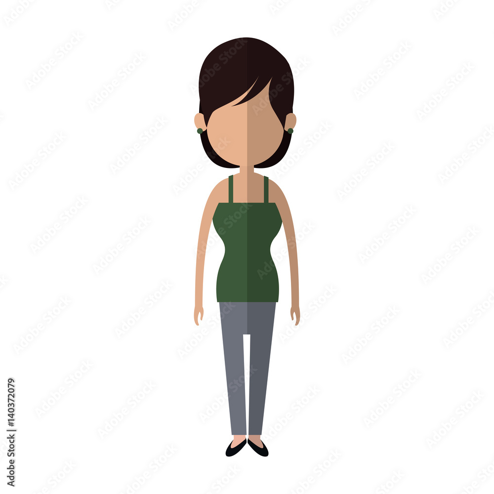 woman wearing casual clothes cartoon icon over white background. colorful design. vector illustration woman wearing casual clothes cartoon icon over white background. colorful design. vector illustration