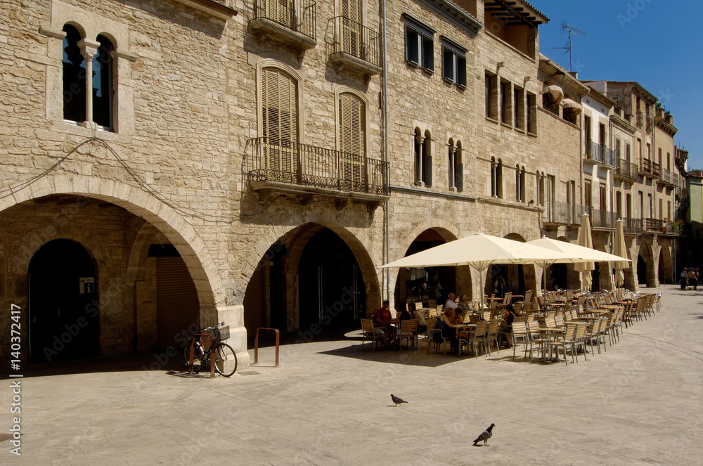Main square of Banyoles, Girona province, Catalonia, Spain
