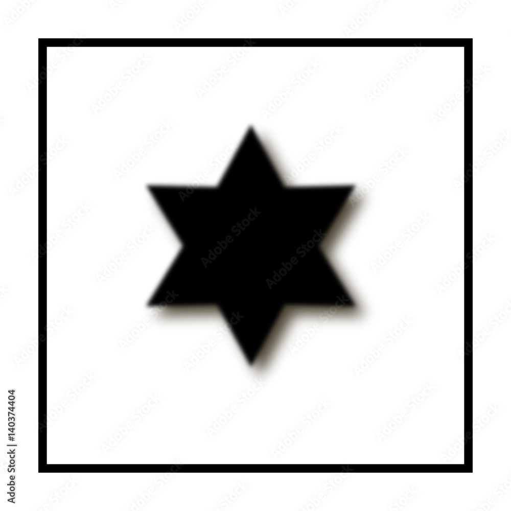 six-pointed star fuzzy, black color, shadow. Star Of David. black frame, square. abstract symbol. white background. vector illustration. six-pointed star fuzzy, black color, shadow. Star Of David. black frame, square. abstract symbol. white background. vector illustration.
