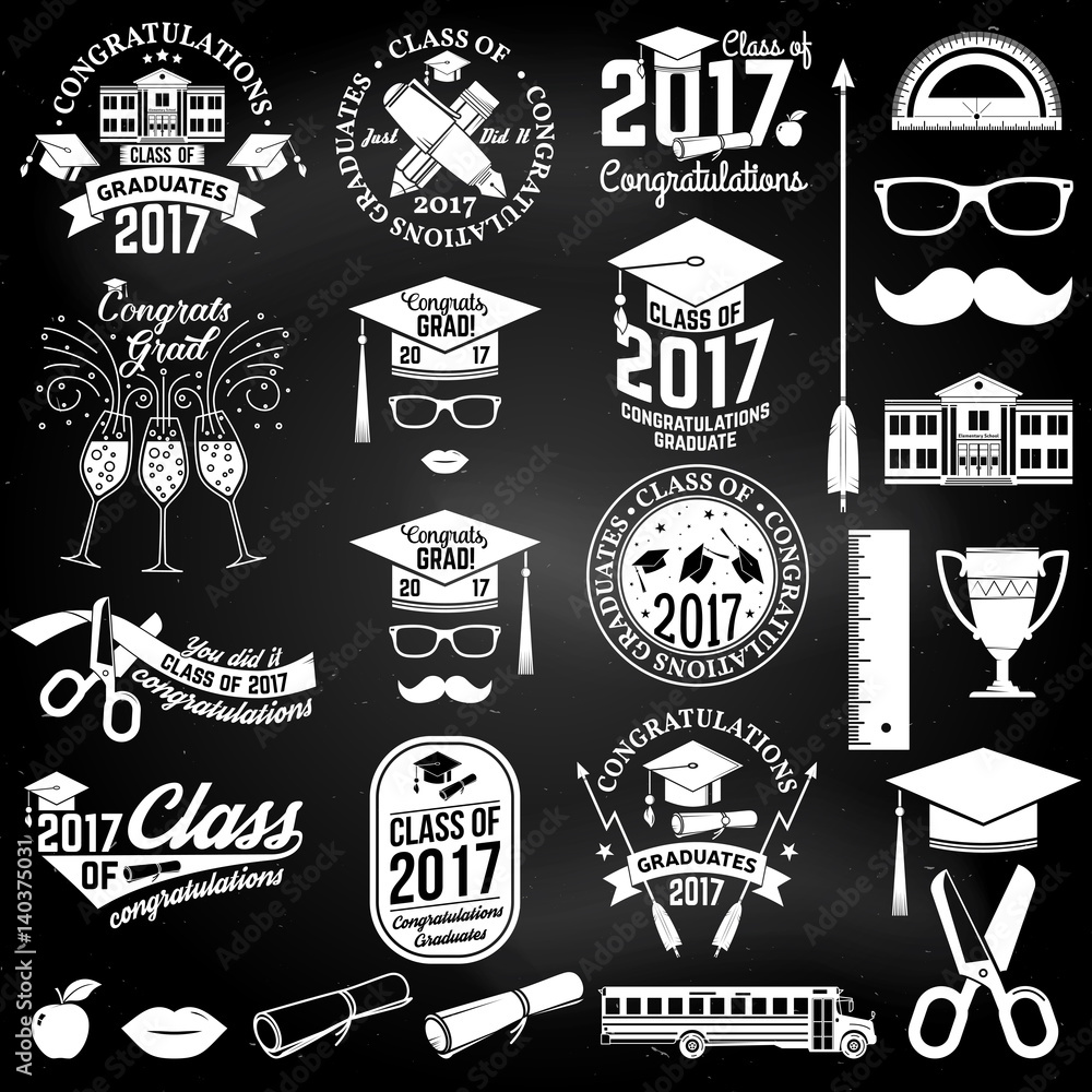 Fototapeta premium Vector Class of 2017 badge.