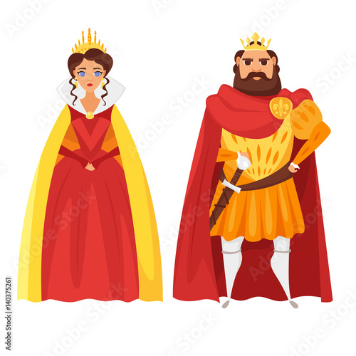 Vector cartoon style illustration of King and queen. © thruer