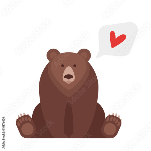 Vector flat style illustration of Canadian bear. 
