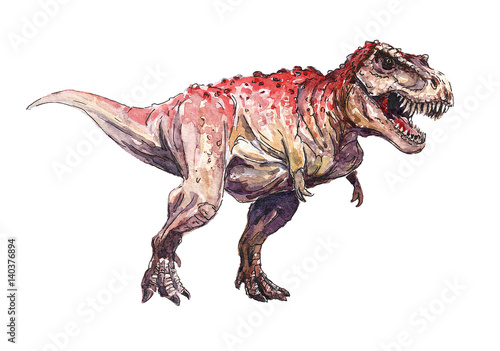 Watercolor dino. T-rex