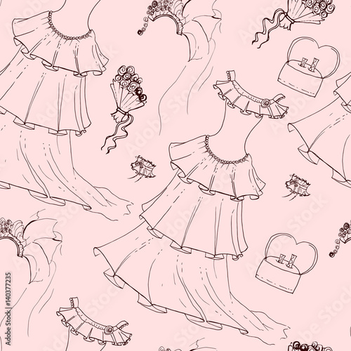 Seamless pattern. Fashion set. illustration in hand drawing style.