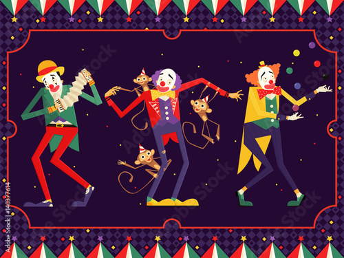 cartoon circus clown character. vector illustration