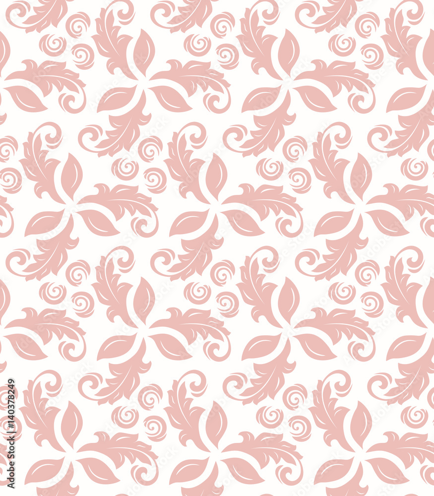 Floral vector pink ornament. Seamless abstract classic background with flowers. Pattern with repeating elements