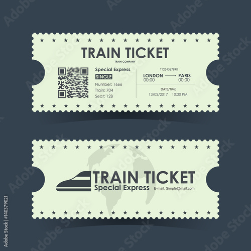 Train ticket vintage concept design. Vector illustration.