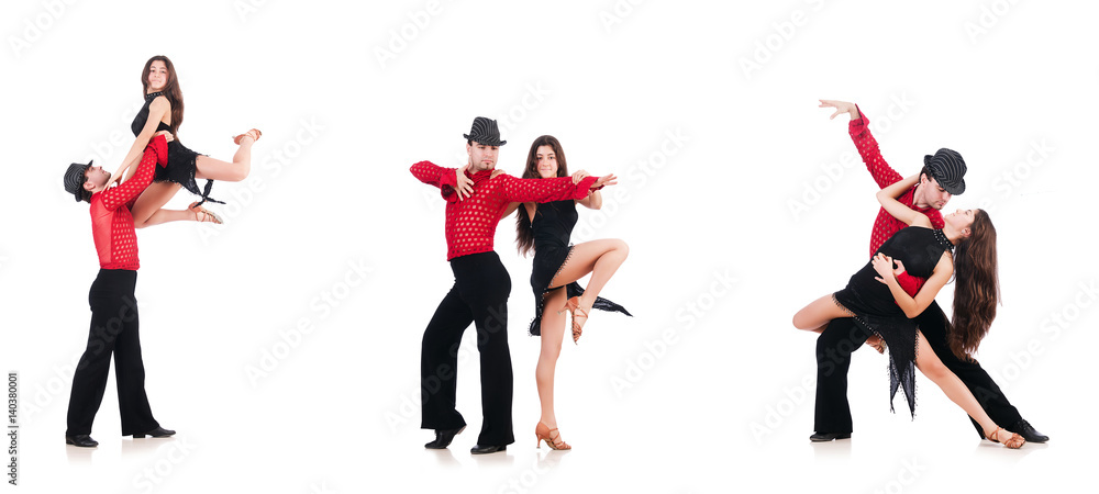 Fototapeta premium Pair of dancers isolated on the white
