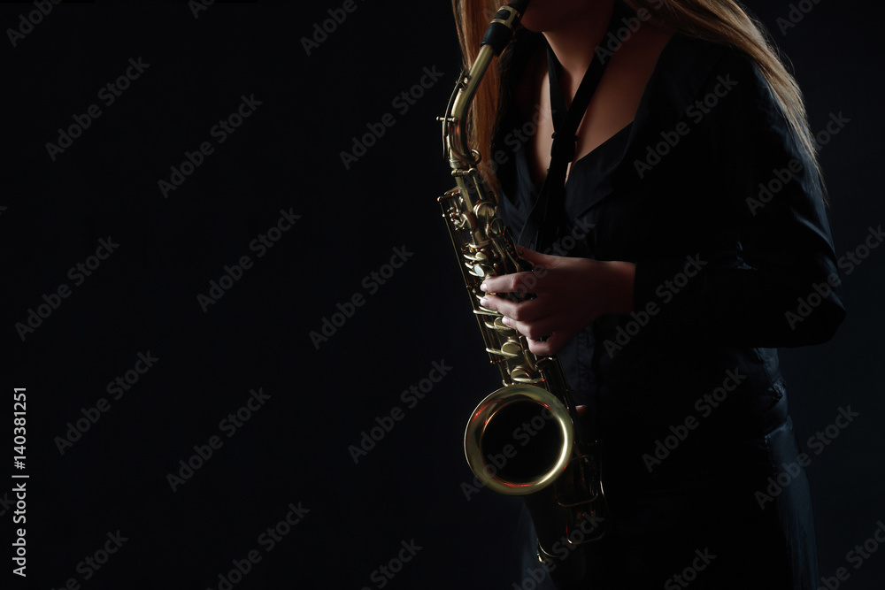 Fototapeta premium Saxophone Player Saxophonist playing jazz music