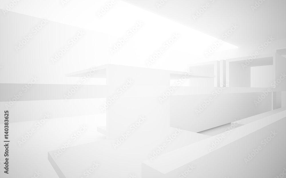 Abstract white and brown concrete parametric interior with window. 3D illustration and rendering. Abstract white and brown concrete parametric interior with window. 3D illustration and rendering.