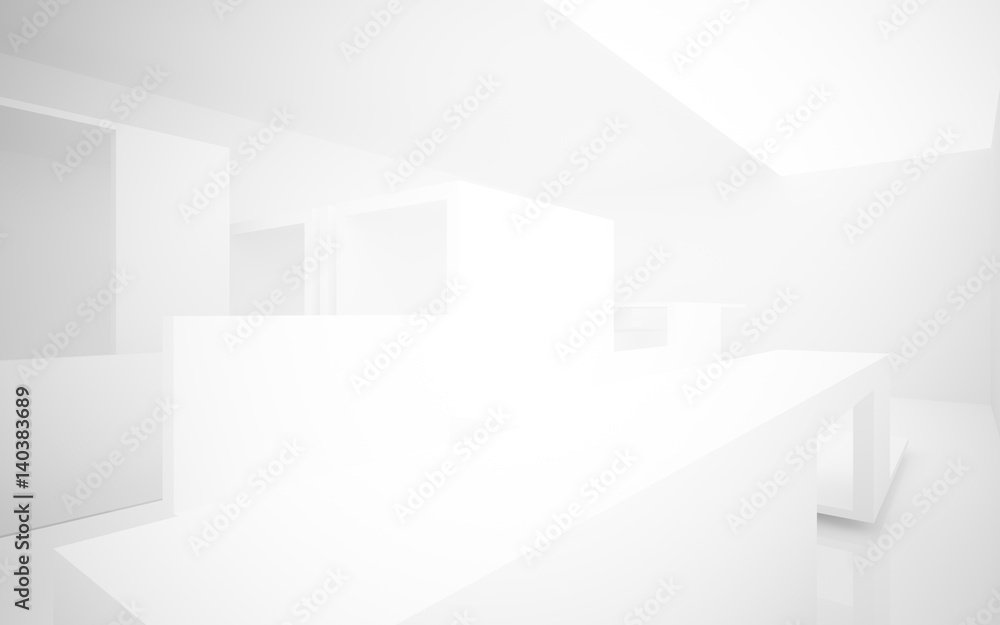 Abstract white and concrete parametric interior with window. 3D illustration and rendering. Abstract white and concrete parametric interior with window. 3D illustration and rendering.
