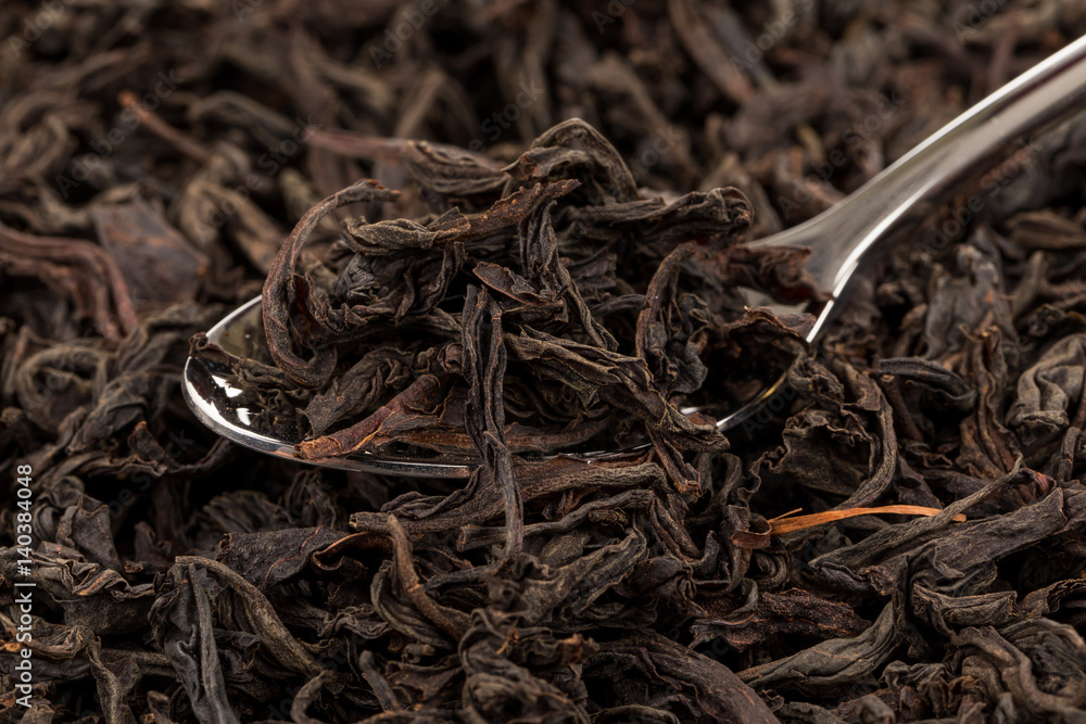 Black tea in a spoon Black tea in a spoon