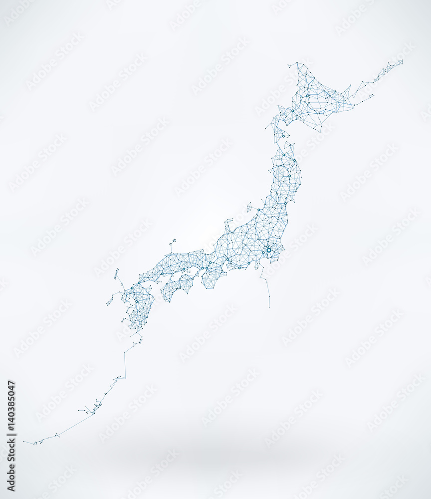Abstract Telecommunication Network Map - Japan Abstract Telecommunication Network Map - Japan