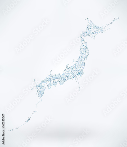 Abstract Telecommunication Network Map - Japan