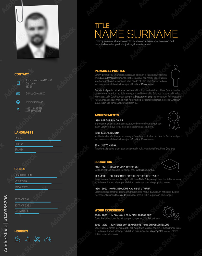 Minimalistic black cv / resume template Minimalistic black cv / resume template