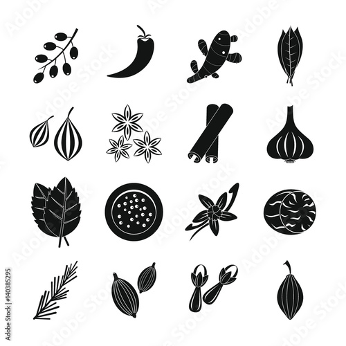Spice icons set, simple style