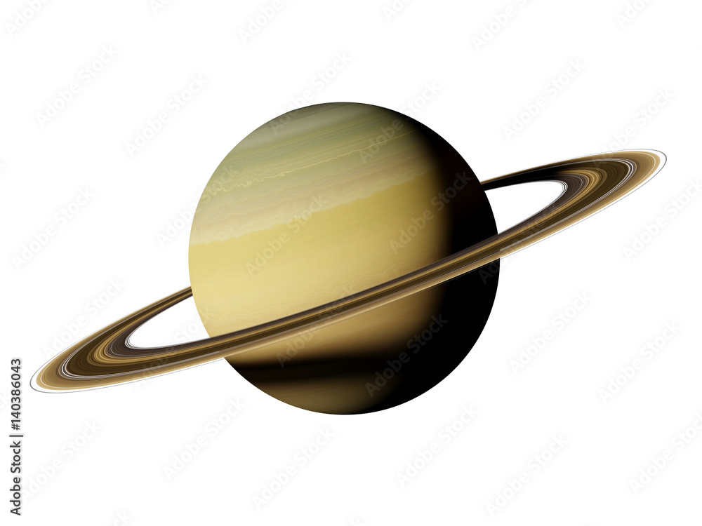 Obraz premium Saturn, isolated on white background, 3d illustration