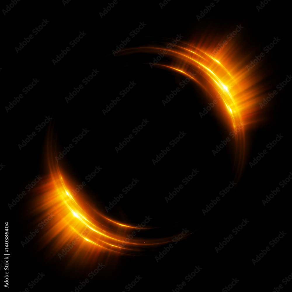 Obraz premium Abstract neon background. luminous swirling. Glowing spiral cover. Black elegant. Halo around. Power isolated. Sparks particle. Space tunnel. Glossy jellyfish. LED color ellipse. Glint glitter