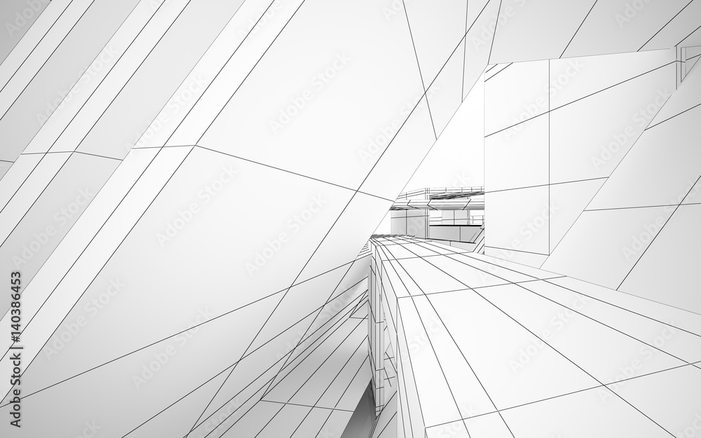 Fototapeta premium Abstract concrete parametric interior with neon lighting. 3D illustration and rendering.