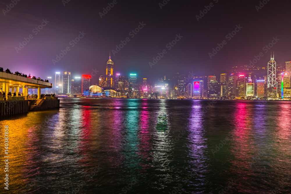 skyline of hong kong at night