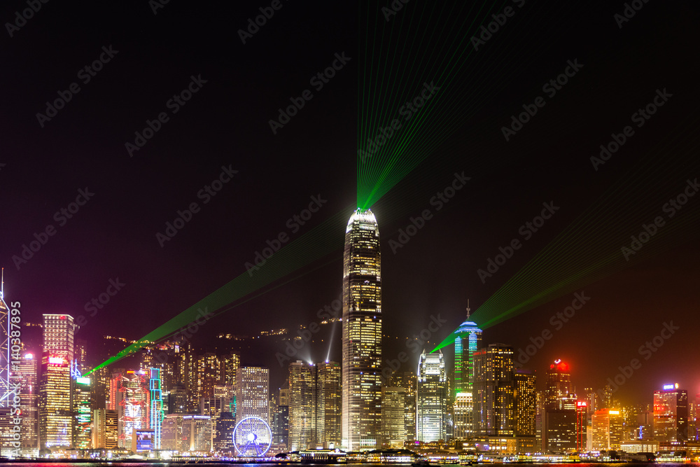 laser show in hong kong at night