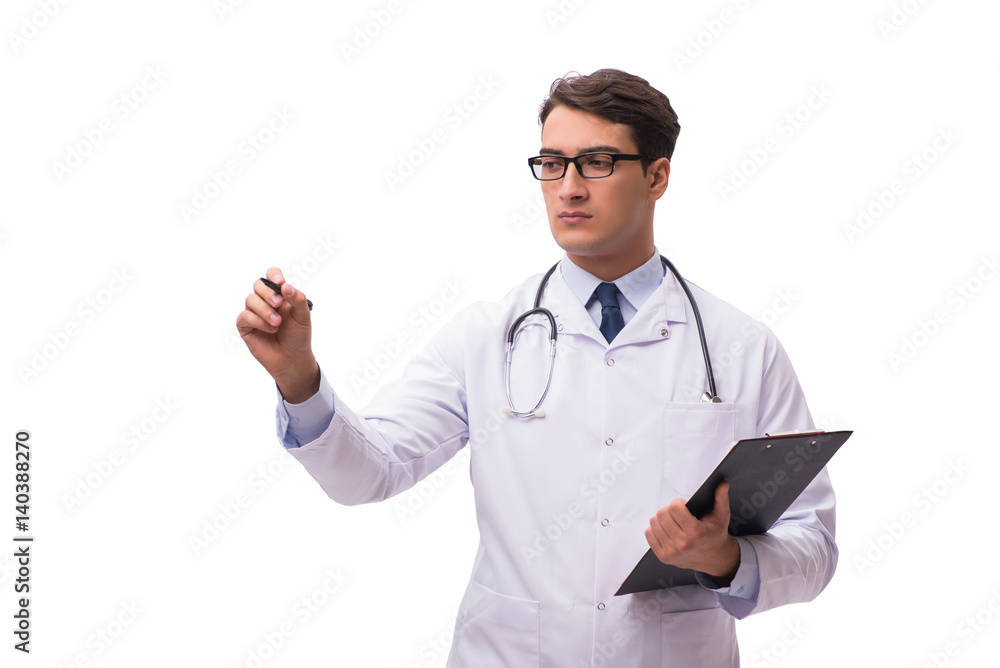 Young doctor isolated on white background