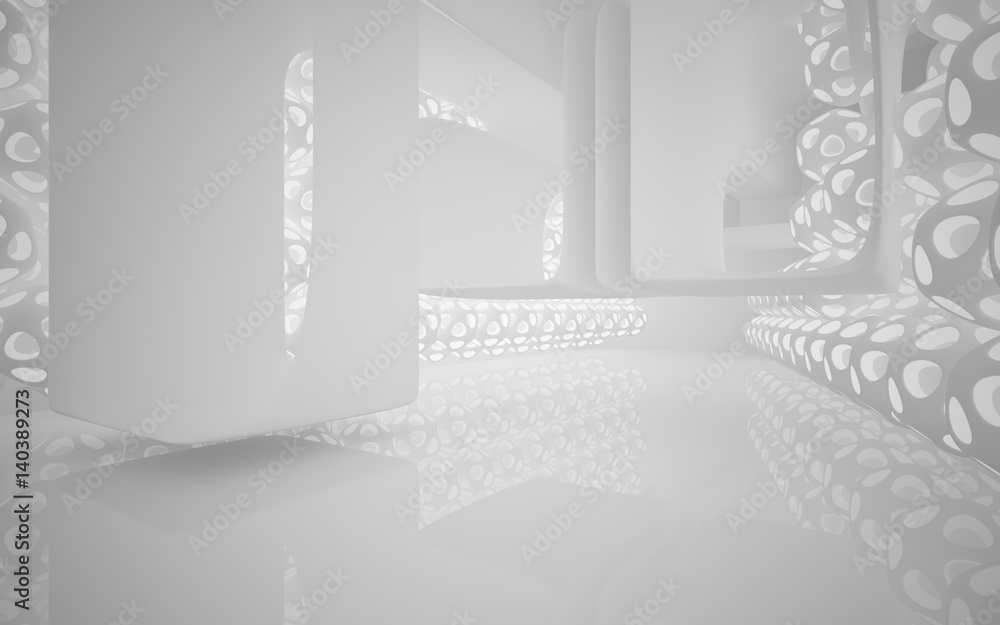 Abstract blue and black parametric interior with window. 3D illustration and rendering. Abstract blue and black parametric interior with window. 3D illustration and rendering.