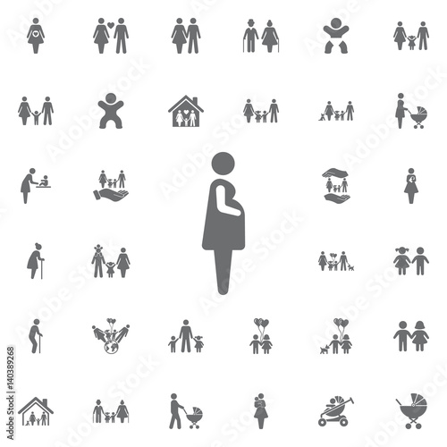 Pregnant woman icon vector illustration. Set of family icons