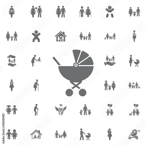 Baby carriage icon. Set of family icons