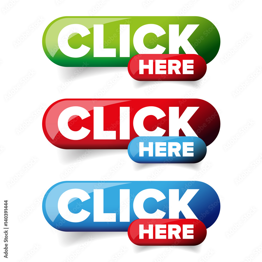 Click Here button set vector Click Here button set vector
