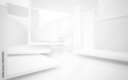 Abstract white and colored gradient parametric interiorwith window. 3D illustration and rendering.